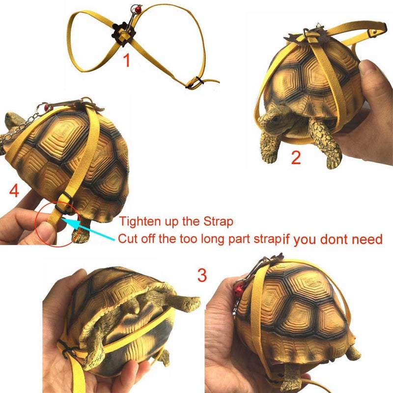 Ebamaz Leather Harness Strap for Tortoise/Turtle Pet Walking Lead Control Rope Chest Collar (L) - Image 4